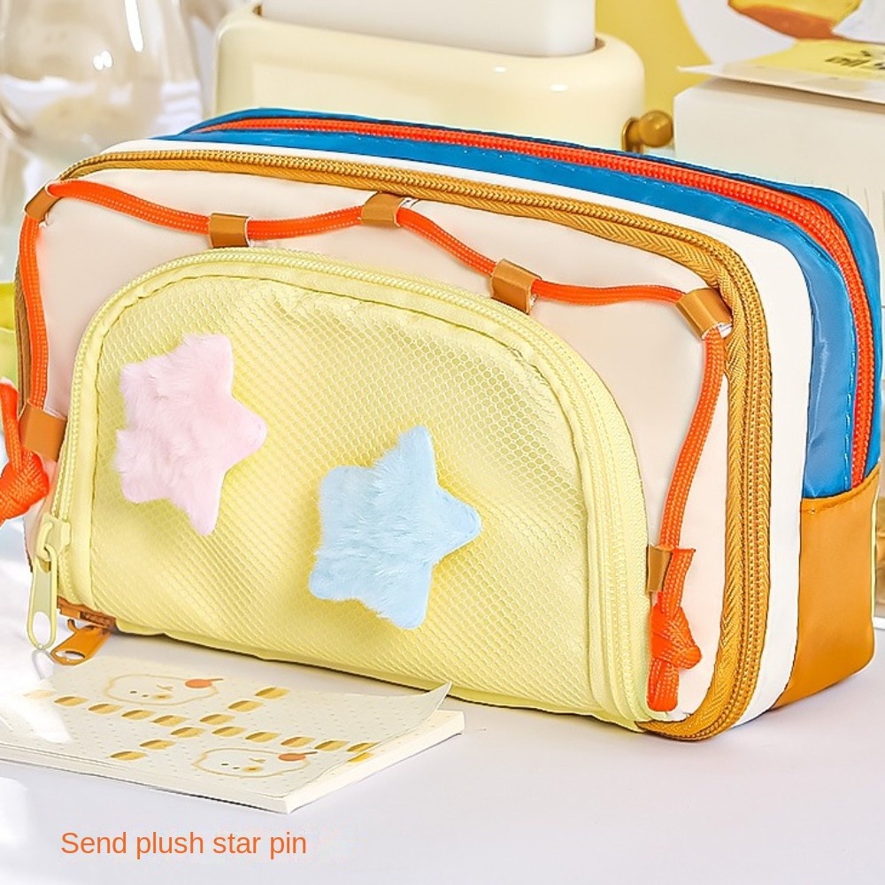 7 Tas Alat Tulis Berlapis deng - Aesthetic Large Pencil Case Pouch ulasan dan harga